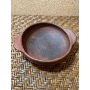 Vintage Red Pottery Handled Bowl